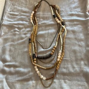 Layered Beaded Brown Collar - Long